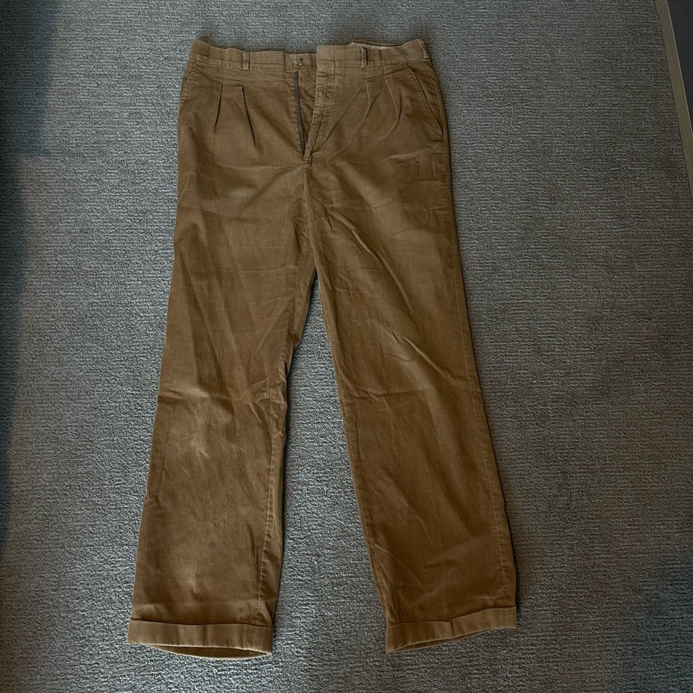 Vintage Khaki Cord Jos A Bank Wide Leg Trousers